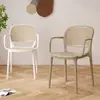 Silla de plástico, estilo mimbre, diseño nórdico, para uso doméstico, silla de comedor apilable, silla de exterior para ocio, silla popular con respaldo, sillón, juego de mesa y sillas, silla hueca