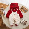 Macacão de bebê outono e inverno roupas grossas para recém-nascidos com capuz quente bebê inverno algodão roupas de ano novo