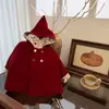 Chapéu de Lã Infantil de Elfo de Fada para Natal e Ano Novo Vermelho Pontudo Jaqueta de Lã Outono e Inverno Estilo Princesa Chinesa Nova