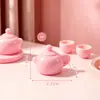 Accesorios de resina, tetera miniatura, taza de té, juego de té, decoraciones de cocina de juego de simulación para casa de muñecas, accesorios para juego de comida