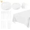 Plato de papel blanco liso plato de fruta desechable plato para pastel vaso de papel servilleta juego de cubiertos desechables suministros