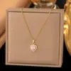 Collar Colgante de Cola de Pez Flor de Diamante Rosa Estilo Coreano Personalizado Más Vendido Transfronterizo Cadena para Clavícula de Temperamento Simple Joyería para Mujeres