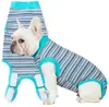 Roupa de esterilização para pets Amazon transfronteiriça, macacão de recuperação para cães listrado elástico respirável, macacão cirúrgico ajustável com Velcro