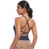 Nueva ropa interior deportiva cruzada de nailon de doble cara de color sólido con hermosa espalda cruzada para correr, fitness, yoga, chaleco superior para mujer