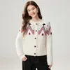 Diseño Sorprendentemente Hermoso Suéter de Cachemira con Cuello Redondo para Mujer Cardigan de Punto Jacquard Fair Isle de Alta Gama Top Elegante Ropa de Abrigo