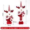 Muñeco de muñeco de nieve y reno navideño con patas retráctiles, gorro tejido, adorno para escaparate, decoración marrón transfronteriza
