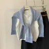 Chal de Punto Versátil Elegante de Color Sólido Coreano con Lazo Bufanda para Mujer Protector de Cuello para Aire Acondicionado Chal para Hombro Cuello Falso Otoño