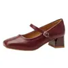 2025 Nova Primavera e Outono Estilo Francês Muito Simples Salto Baixo Tira de Viagem Sapatos Mary Jane Sapatos de Mãe 32-41 Sapatos de Comércio Exterior