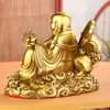 Estatueta de Buda Maitreya Ruyi de Latão Buda Maitreya de Barriga Grande Presente para Inauguração de Loja Buda Risonho Saco de Pano Bacia do Tesouro de Buda