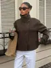 Chaqueta corta de lana asimétrica retro de cuello alto para otoño e invierno