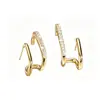 Pendientes Metálicos Geométricos de Nicho con Pedrería Super Brillante, Lujo Ligero, Gama Alta, Estilo Moderno y Elegante, Pendientes de Diseñador