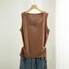 Camisola de Seda de Gelo com Fio Camisola Feminina de Verão Cor Sólida Solta Plus Size Fina Roupa de Exterior Top sem Mangas Camisa Base Interna