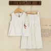 Traje Popular Transfronterizo para Niñas con Top sin Mangas de Lazo y Pantalones de Pierna Ancha Conjunto de Dos Piezas de Ropa Infantil Estilo Coreano Estilo Occidental Estilo Verano para Mujeres