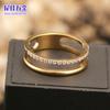 Nuevo anillo de dedo para comida de moda coreana hueco de doble acero de titanio chapado en oro, alto sentido, anillo de acero inoxidable con diamante CNC