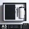 Caderno com logo personalizado, conjunto de caixa de presente para caderno espesso, diário para reuniões de negócios, bloco de notas A5 com capa de couro macio atacado