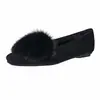 Zapatos de Estilo Europeo Versátiles de Piel Genuina y Piel de Visón para Mujer, Calzado de Invierno para Exteriores, Zapatos Cómodos con Suela Gruesa de Peluche y Tacón Bajo