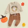 Comercio Transfronterizo en stock Halloween Otoño Nuevo Divertido Niños Fantasma Estampado de Letras Manga Larga Pantalones Conjunto de Dos Piezas