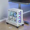 Base móvel para gabinete de computador sob a mesa, prateleira de armazenamento, suporte para gabinete de computador, bandeja de escritório para mesa, pequeno carrinho