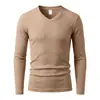 Suéter de punto acanalado pesado para primavera y otoño de Amazon transfronterizo, holgado, casual, camiseta de manga larga con cuello en V para hombre, otoño/invierno, venta al por mayor