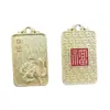 Novo pingente tradicional estilo chinês de lótus da paz escovado com acabamento em ouro fosco, colar para transmissão ao vivo atacado, design de pingente quadrado