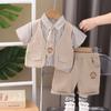Traje de Manga Corta para Niño Traje de Verano Nuevo para Niños Estilo Occidental Niño Bebé Ropa Casual de Verano Shorts Conjunto de Dos Piezas