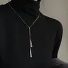 Cadena de Suéter Otoño e Invierno Acero de Titanio No se Desvanece Larga Gama Alta Versátil Estilo Ins Lujo Accesible Nicho Colgante de Collar de Doble Capa