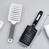 Peine Curvo para Volumen en la Raíz del Cabello con Cerdas Curvas Grandes para Alisar y Estilizar, Peine de Cerdas de Jabalí Masajeador para Hombres y Mujeres, Peine de Peluquería Recubierto de Goma para Cabello Largo y Rizado