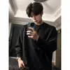 Camiseta de manga larga deconstruida estilo americano, nueva colección de otoño para hombre, corte holgado, sudadera talla grande, adecuada como capa interior o capa base para adolescentes