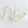 Dianxi Bebé Niña Malla Lazo Accesorios para el Cabello Casual Capa Base Recién Nacido Otoño Dulce Malla Falda Conjunto de Dos Piezas