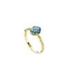 Venta Caliente Transfronteriza Estilo Japonés Lujo Ligero Forma de Huevo Zircón Sensación de Alta Gama Juego de Cobre Aguamarina Anillo de Zircón para Mujer Estilo Ins