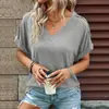 Amazon 2026 Verano Moda Femenina Europea y Americana Transfronteriza Nuevo Top Camiseta de Manga Corta con Cuello en V Primavera-Verano