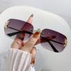 Nuevas gafas de sol sin montura transfronterizas, gafas de sol de moda exquisitas y de alta gama con montura metálica de mariposa europea y americana para mujer