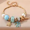 Pulsera de cuentas de resina con flores de dibujos animados de venta cruzada europea y americana, joyería de aleación con colgante de cuentas DIY Panjia al por mayor