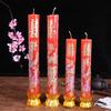 Ceremonia de Boda del Bebé Arreglo de la Habitación de Boda Doble Felicidad Dragón y Fénix Velas Largas Par de Velas Florales de Boda Estilo Chino Rojo Par de Velas