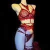 Comércio Exterior Transfronteiriço Nova Lingerie Plus Size Conjunto Europeu e Americano Sexy Feminino de Renda com Cinta-Liga e Camisola Fina