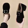 Mocasines de Suela Gruesa con Borrego para Otoño/Invierno 2026 Estilo Nuevo Cómodos Calientes Zapatos de Algodón Tacón Medio Tacón Grueso Suela Suave Mocasines