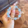 Nuevo pulsera de cristal blanco niñas reclutan flor de durazno cristal de fresa cinco bendiciones cuentas de transferencia aguamarina tesoro mano fortuna cristal dorado