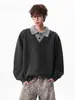Suéter Falso de Dos Piezas Estilo Old Money para Hombre Otoño/Invierno Marca de Tendencia Engrosado Cálido Cuello Chal Tejido Grueso Camisa de Pareja Chaqueta