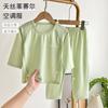 Conjunto de Pijama de Verano Delgado para Niños y Niñas, Conjunto de Pantalón de Manga Larga, Ropa de Casa para Niños Mayores, Ropa de Manga Corta para Aire Acondicionado para Bebés Niñas