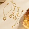 Pendientes Asimétricos de Sol y Luna de Lujo Ligero Transfronterizos Europeos y Americanos para Mujer, Accesorios para Orejas con Borlas, Pulsera Simple y de Alta Gama de Sol y Luna