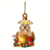 Colgante de Perrito de Cáscara de Huevo de Navidad Nuevo Transfronterizo Acrílico Plano Colgante para el Interior del Coche Regalo para Fiesta de Navidad