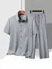 Camisa de Verano de Seda de Hielo para Hombre, Manga Corta, Corte Holgado, Transpirable, Delgada, Camisa Casual para Padres de Mediana Edad