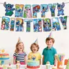Nuevo Set de Decoración de Fiesta de Cumpleaños Temática de Lilo & Stitch Platos de Papel Mantel Banderín
