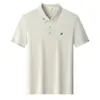 Camiseta Masculina de Algodão e Seda Manga Curta Verão Novo Estilo Business Casual Bordada Fresca Respirável Camiseta Masculina Manga Curta Atacado
