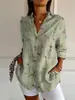 Camisa de manga de siete puntos con hombro descubierto para mujer transfronteriza, tendencia de verano europea y americana, estampado floral, impresión 3D