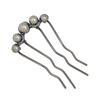 Horquilla de perla en forma de U, pistola de detección avanzada, peine negro, horquilla para el cabello, placa de horquilla china antigua, artefacto de horquilla para el cabello, tocado
