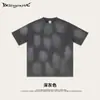 Camiseta Unisex Verano 2025 Estilo Retro Bloques de Pintura en Spray Artesanal Desgastada con Bolsillo Manga Corta Estilo Pareja para Hombres