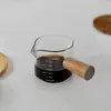 Jarra creativa para café y leche con mango de madera, vidrio de borosilicato alto, para espresso, latte y café italiano, taza medidora pequeña, jarra de leche pequeña, recipiente de leche