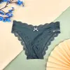 Ropa interior sexy para mujer, de encaje patchwork, fina, cómoda, hipoalergénica, transpirable, con lazo, tela brillante al aceite, bragas