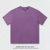 Camiseta de Manga Corta de Algodón Puro Lavado Estilo Retro Americano Tendencia Marca Hombro Caído Holgada Copo de Nieve Vintage Verano Más Vendido Transfronterizo